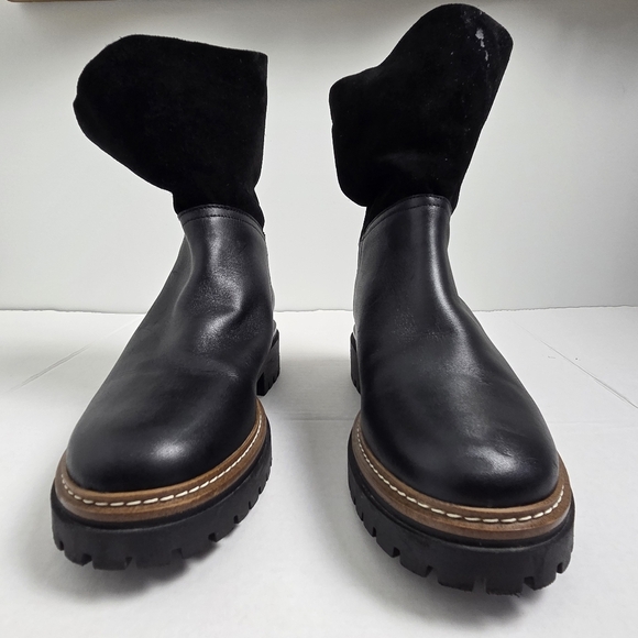 FABIANELLI Suede and Leather Black Ankle Booties Size 41 (9.5) Made in Italy - Picture 5 of 14